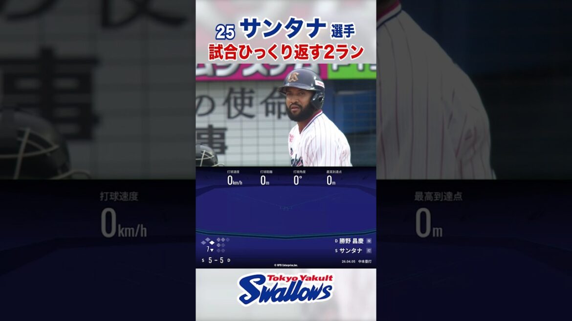 サンタナ選手 試合ひっくり返す2ラン #swallows #サンタナ #shorts サンタナ選手 試合ひっくり返す2ラン #swallows #サンタナ #shorts