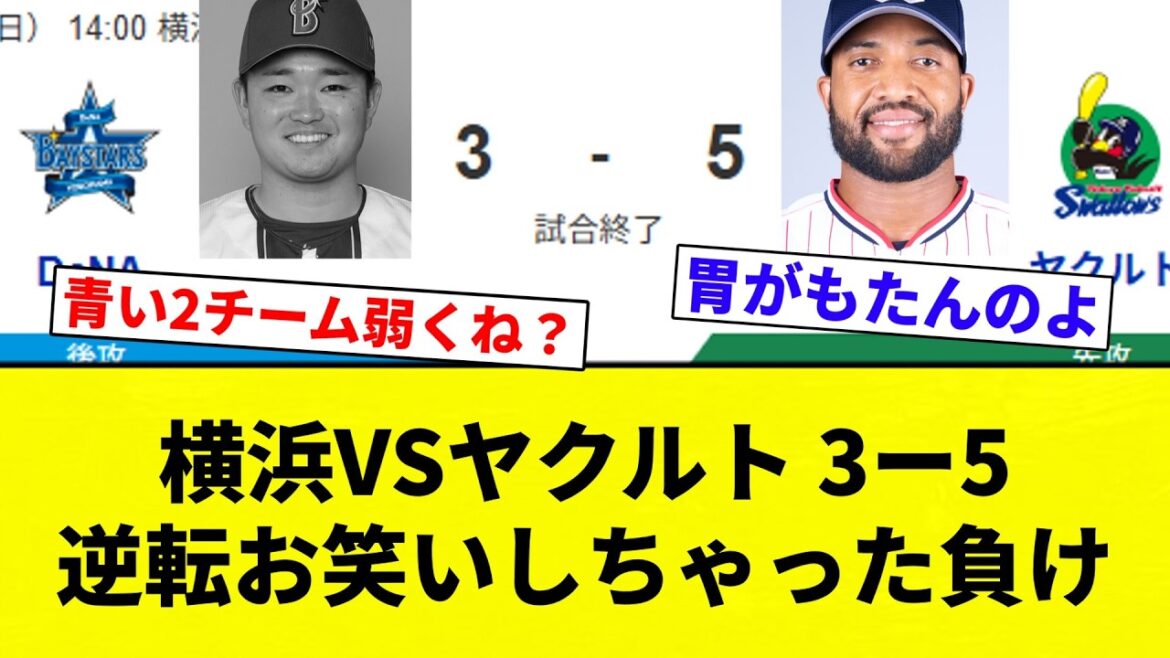 【逆転ベイス★ボール】横浜VSヤクルト 3ー5 逆転お笑いしちゃった負け【プロ野球反応集】【2chスレ】【なんG】
