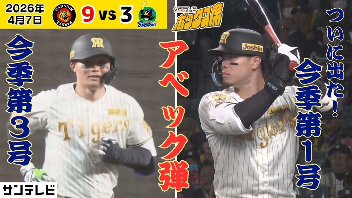 【森下3号＆サトテル1号アベック弾】サトテルに待望の1発！アベック弾たっぷりハイライト（2026年4月7日 阪神ーヤクルト） #サンテレビボックス席