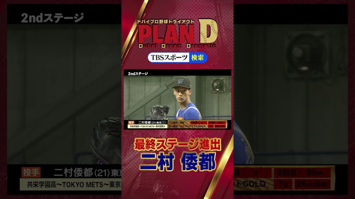 ドバイプロ野球トライアウト⚾️PLAN D⚾️最終ステージに進出した26名の🔥DREAMER🔥を紹介✨　二村倭都(21)　〜父への恩返し〜