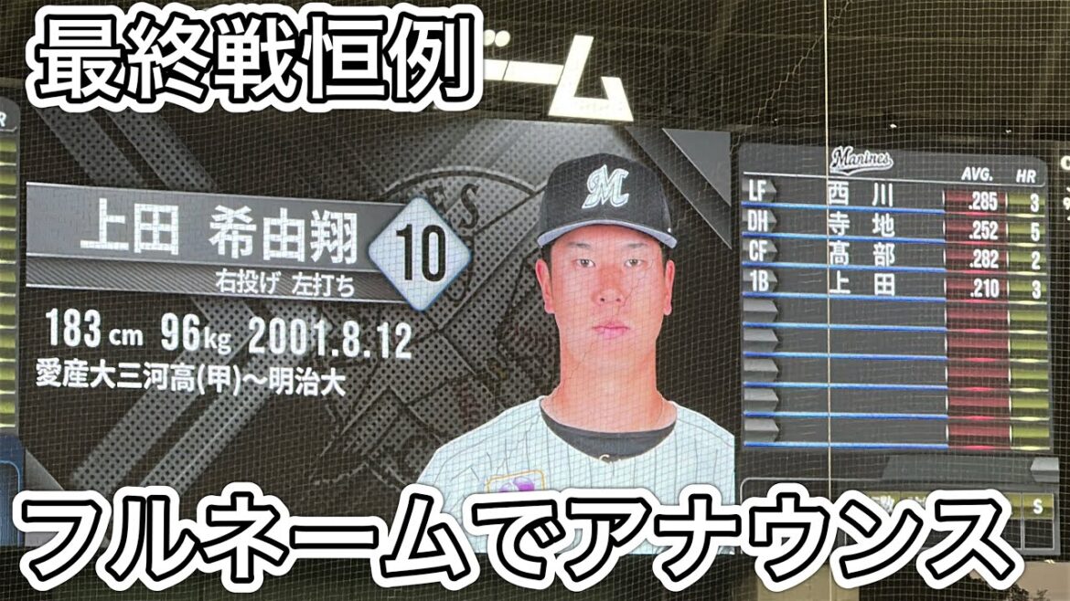 【最終戦はフルネームでアナウンス！】マリーンズ試合前スタメン発表【西武vsロッテ】2025/9/29