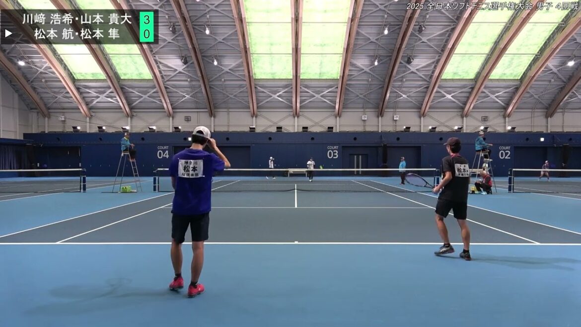 2025年 全日本ソフトテニス選手権大会 男子 4回戦 川﨑 浩希・山本 貴大（京都 ワタキューセイモア） 対 松本 航・松本 隼（神奈川 桜倶楽部・日本学連 東海大学）