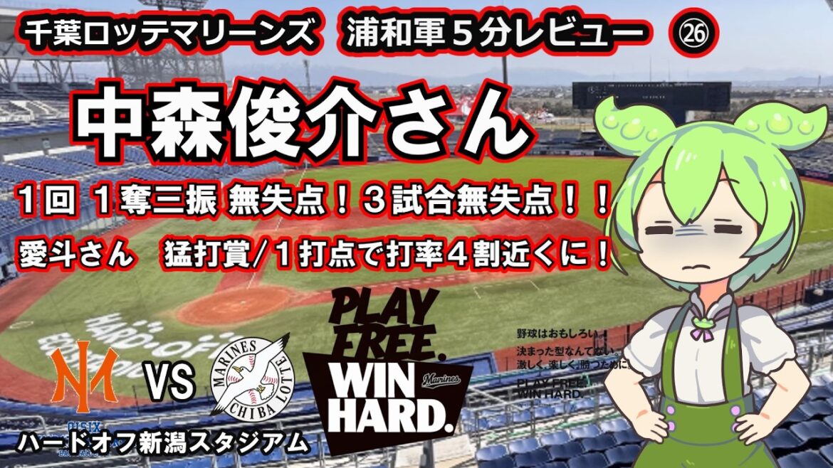 中森俊介さん　１回を１奪三振/無失点に抑えて　３試合連続無失点に！このまま結果を残して１軍復帰しとくれ！！　千葉ロッテマリーンズ　浦和軍５分レビュー ㉖