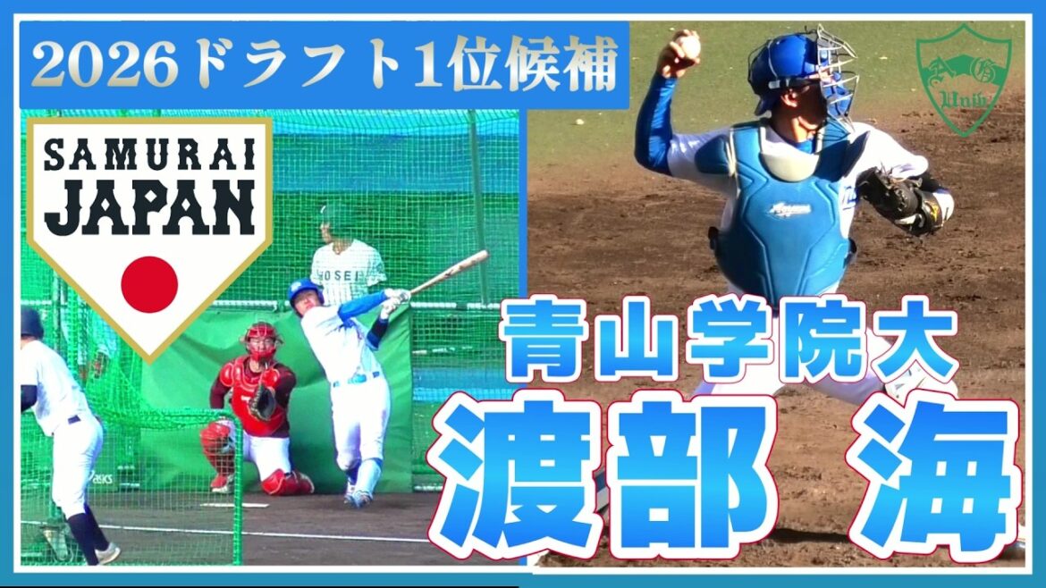 【≪2026ドラフト1位候補/フリーバッティング≫どの球団も欲しい打てる捕手！世代トップクラスの強肩強打の捕手！/2025侍ジャパン大学代表候補合宿1日目】青山学院大・渡部 海(智辯学園和歌山高)