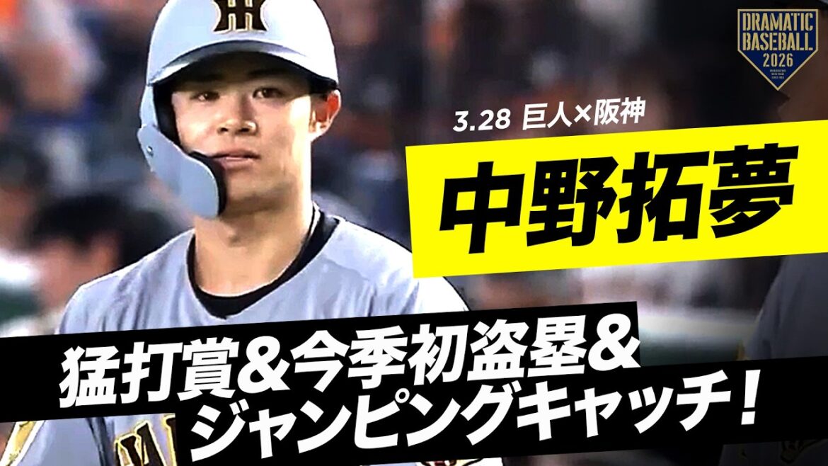 【走攻守】”中野拓夢” 猛打賞＆今季初盗塁＆ジャンピングキャッチ【阪神】