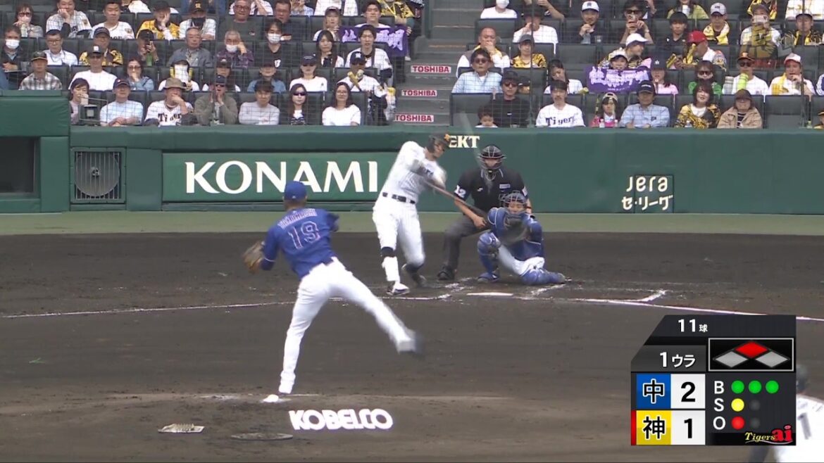 【直撃】1回裏、 #佐藤輝明 選手がセンターオーバーフェンス直撃の同点タイムリースリーベースヒット！【2026/4/19 Ｔ－Ｄ】