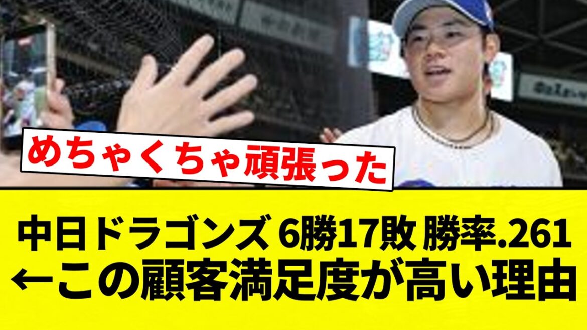 【ちゅにぶり】中日ドラゴンズ 6勝17敗 勝率.261←この顧客満足度が高い理由【プロ野球反応集】【2chスレ】【なんG】
