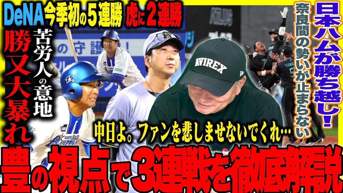 【プロ野球解説】DeNAが阪神に連勝『今年の阪神の独走は黄色信号‼︎』中日ミスの連発‼︎これではダメ…ヤクルトが広島に勝ち越しで首位キープ！日本ハムあの場面でなぜ大川を投げさせたのか？西武桑原の離脱…