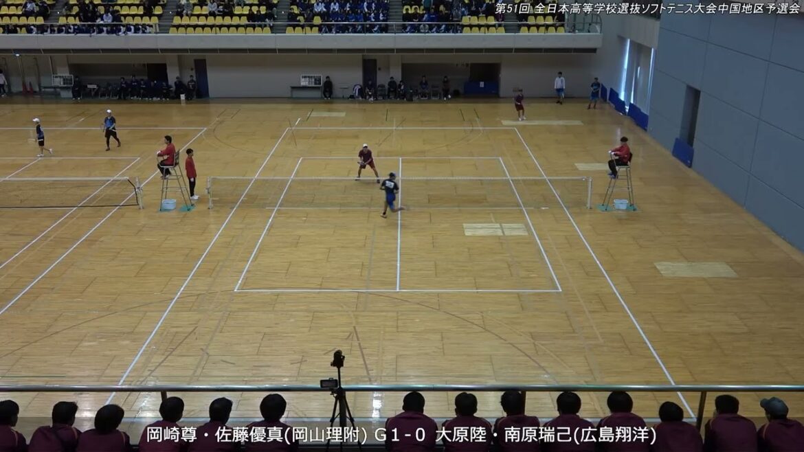 2026年 全日本高等学校選抜ソフトテニス大会中国地区予選会 男子 第二対戦 岡崎・佐藤優(岡山理附) 対 大原・南原(広島翔洋)