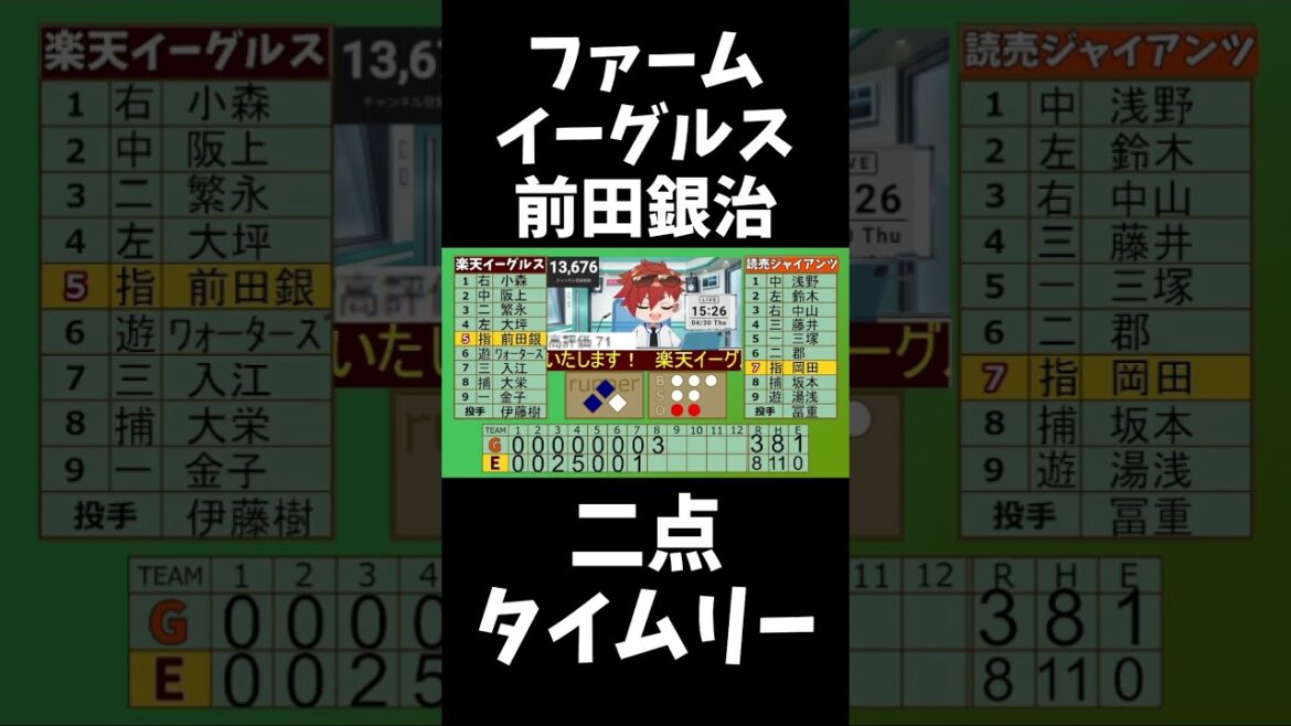 【銀さん！】ファーム楽天イーグルス 前田銀治　二点タイムリー　#shorts
