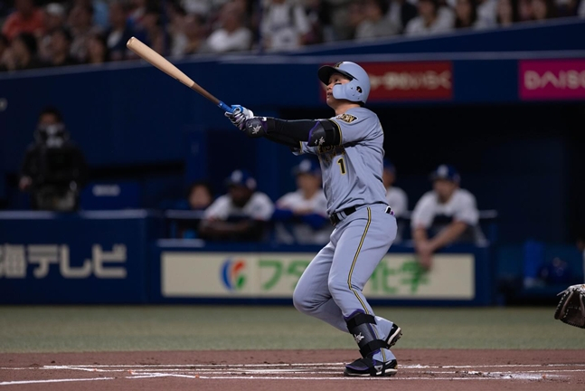 7本塁打でセ·リーグ本塁打1位を走っている阪神タイガースの森下翔太。 /写真=阪神タイガース公式SNS