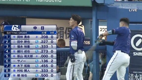 中日・岡林勇希、負傷交代…フルイニング出場が途切れる