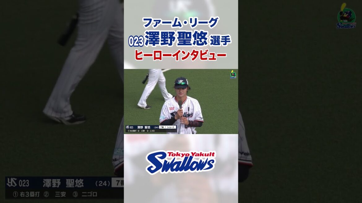 【ファーム・リーグ】澤野聖悠選手 ヒーローインタビュー #swallows #shorts #澤野聖悠