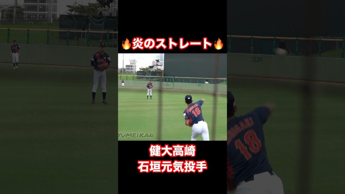 軽く投げてるだけなのに...伸びが凄い石垣元気投手のストレート！