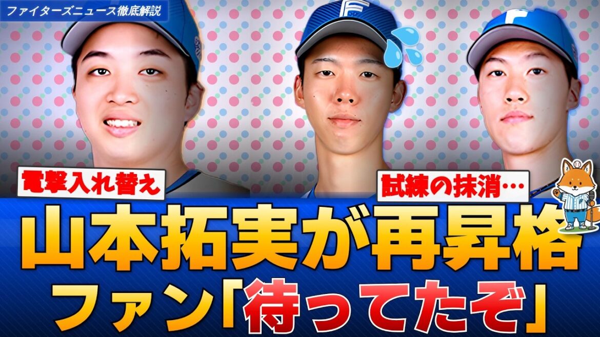 【公示】日本ハム・山本拓実が再昇格！ルーキー大川慈英は無念の抹消…ファン「また這い上がれ」【えふこんの日ハム解説室】