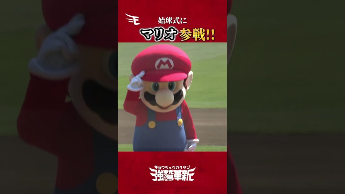 【球場騒然】マリオが始球式に登場した結果...