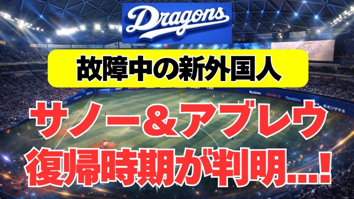 【中日】アブレウ・サノーの復帰時期と最新の状況判明・・・！