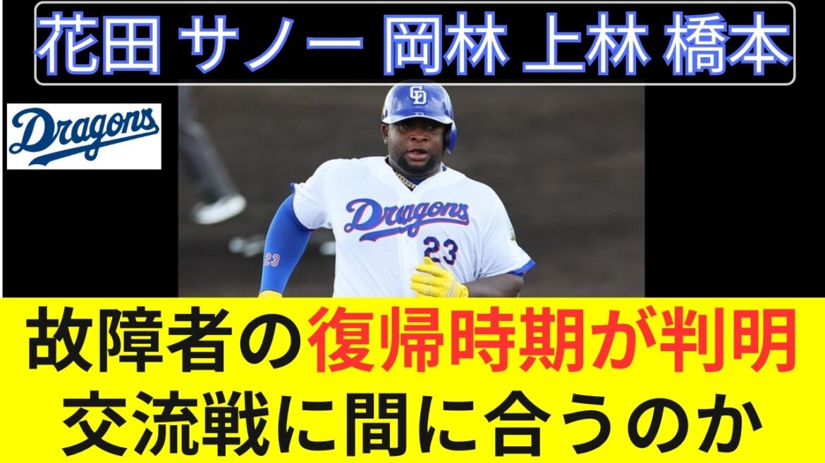 【中日】故障者の最新状況と復帰時期が次々に判明!岡林とサノーは交流戦に間に合うのか・・・? 【中日】故障者の最新状況と復帰時期が次々に判明!岡林とサノーは交流戦に間に合うのか・・・?
