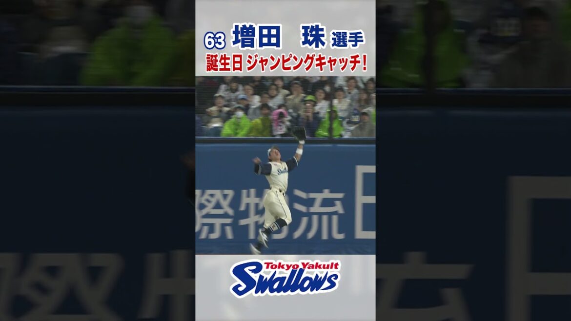 増田珠選手 誕生日ジャンピングキャッチ！ #swallows #増田珠 #shorts