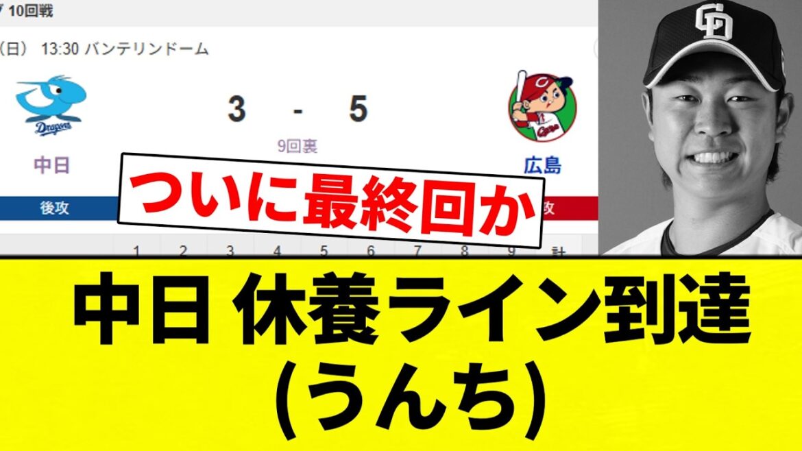 【終了】中日 休養ライン到達(うんち)【プロ野球反応集】【2chスレ】【なんG】 【終了】中日 休養ライン到達(うんち)【プロ野球反応集】【2chスレ】【なんG】