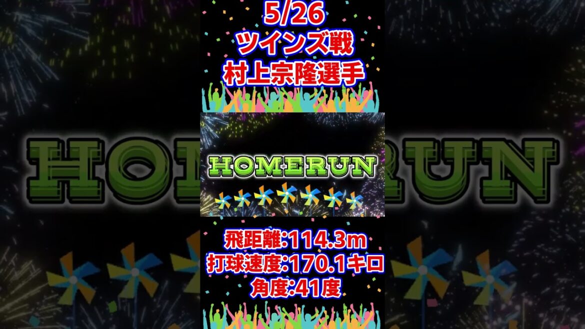 いきなり放つ！18号ソロ本塁打！村上宗隆選手 ホワイトソックス×ツインズ 5.26