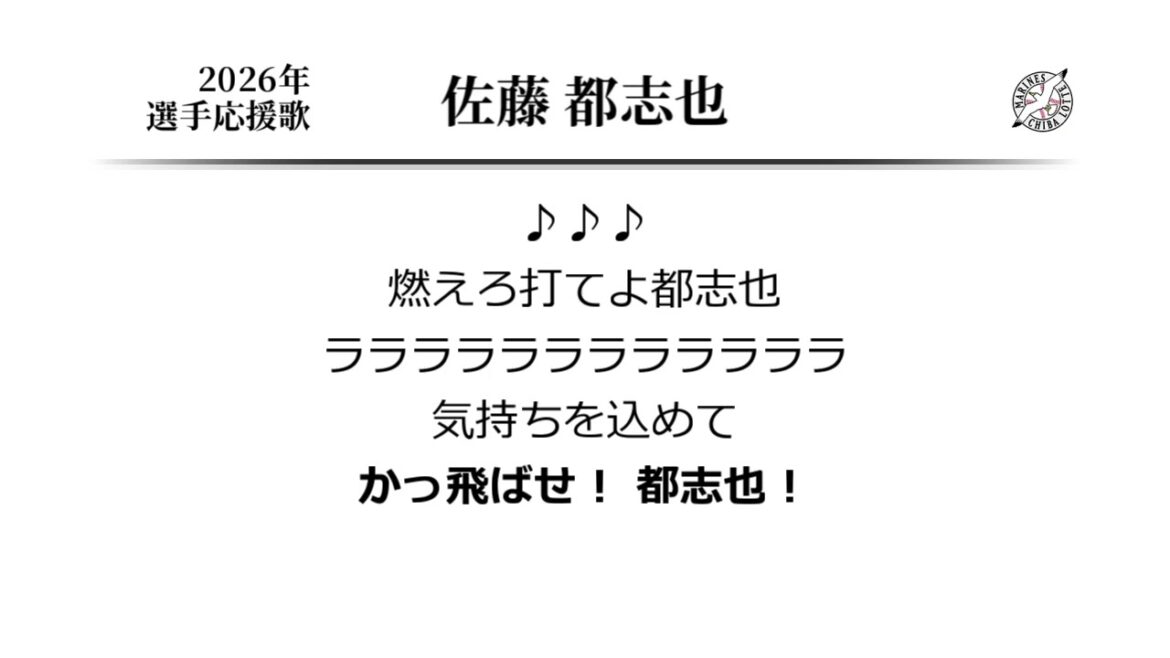 千葉ロッテマリーンズ 佐藤都志也 応援歌 [MIDI]