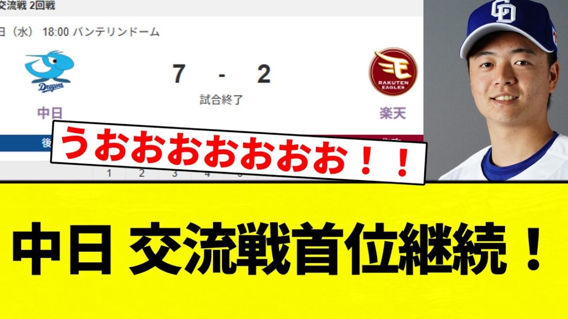 【うおおおおおおおお！！】中日 交流戦首位継続！【プロ野球反応集】【2chスレ】【なんG】
